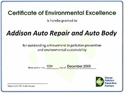 Certificate of Environmental Excellence