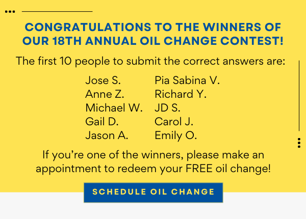 Oil Change Contest Winners 2024